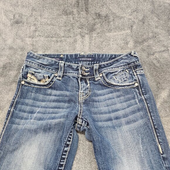Vigoss The New York Capri Denim Jeans Womens 5/6 bling contrast stitching - Picture 2 of 12